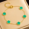 Classic, fashionable and versatile flower titanium steel bracelet, 18K gold-plated and non-fading, elegant five-leaf flower stainless steel jewelry for women Specification image